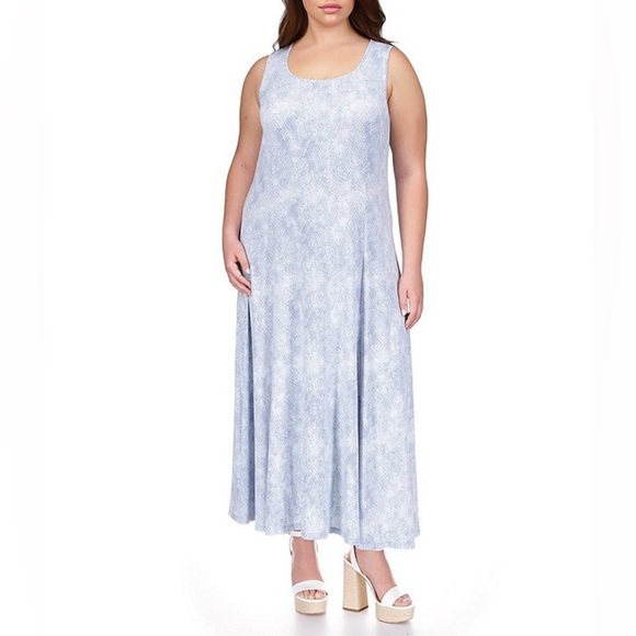 MICHAEL KORS PLUS SIZE STRETCH SCOOP NECK SLEEVELESS MAXI DRESS - Picture 1 of 4